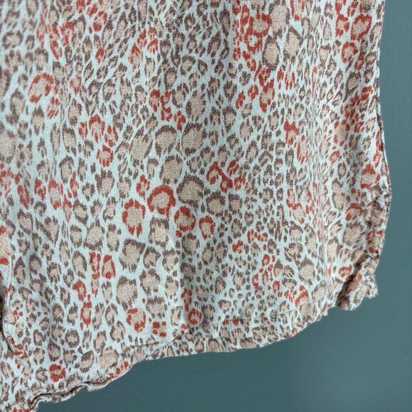 Jaclyn Smith Vintage Leopard Print Linen Blend Top - Size Medium - Lagenlook 90s - Picture 3 of 5